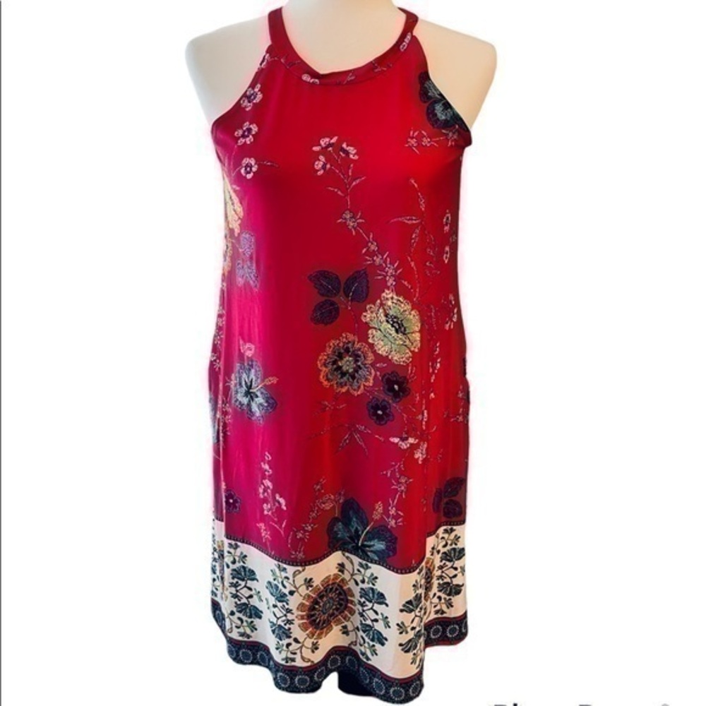 LILYPAD Flare Floral Stretchy Dress With Pockets | size Small